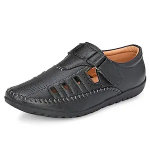 Centrino Fisherman Sandal for Men | Soft Cushioned Insole for All-Day Comfort | Durable Design with Adjustable Straps | Perfect for Outdoor, Casual & Summer Wear 6406-1_Black_9