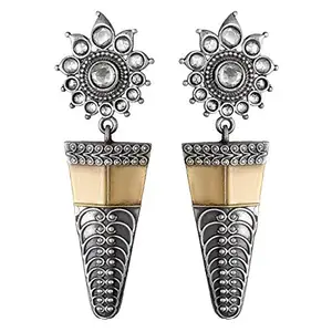 Peora Designer Vintage Oxidised German Silver Dangler Hanging Earring Antique Jewellery for Girls & Women