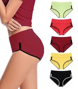 DIVING DEEP Panties For Women | High Waist Panty For Girl |Lightweight & Cotton High Waist Full Coverage Panty | Soft, Breathable & Comfortable Daily Underwear | Stretchable Hipster Briefs | Pack of 5