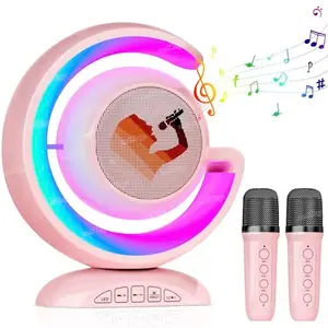 Zest 4 Toyz Kids Karaoke Machines for Girls with 2 Wireless Microphone for Kids Adults with Voice Changing and LED Lights Boys Girls Birthday Party Toys Gifts - Pink