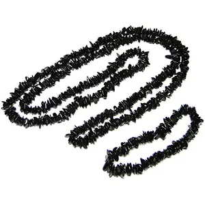 Nature's Crest Black Agate Natural Stone Tumbled Chip Necklace 32" & Bracelet Set Gemstone for Vastu Healing Mediation Reiki & Pooja