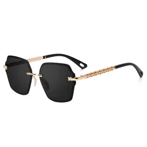 Visit the Dervin Store Dervin UV Protected Designer Rimless Oversized Sunglasses for Women