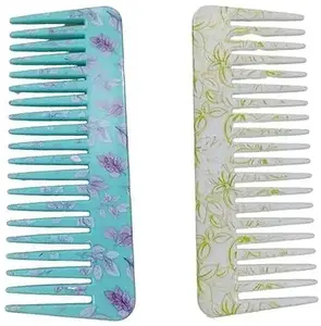 PasCom Wide Teeth Shampoo Combs Combo for Women (Multicolour) - Set of 2