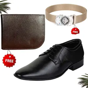 Relaxed Trendy Formal Shoes/Party Shoes/Shoes Combo with Free Wallet & Belt for Men and Boys (BAZAAR2413_TCC-BR-301) Multicolor