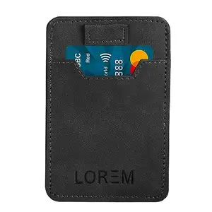 LOREM Black Mini Wallet for ID, Credit-Debit Card Holder & Currency with Strap Puller to Pull Out Card for Men & Women WL625-UF-A