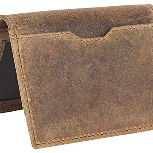 Men Brown Pure Leather RFID Card Holder 8 Card Slot 0 Note Compartment