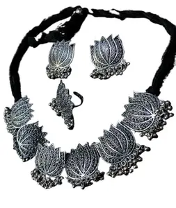 Latest Stylish Traditional Oxidised Necklace Jewellery Set for Women & Girl (AS - 0012)