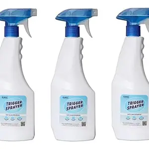 KWEL Empty Transparent Trigger Spray Bottle for Sprayer Unbreakable Plastic Sanitizer Multipurpose Mist Spray Bottle 500 ml - Pack of 3 (White)