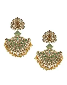 ANURADHA PLUS® Jewellery Girl's Studded Stone Earrings, Green