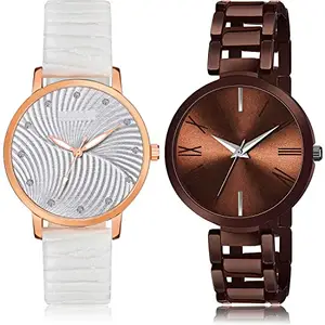 NEUTRON Exclusive Analog White and Brown Color Dial Women Watch - GM381-G612 (Pack of 2)
