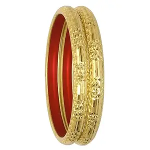 Barrfy Collections Traditional Design Gold Plated Set of 2 Bangles/Kada Set for Women and Girls-2.8