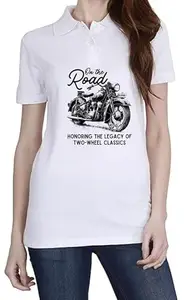On The Road (BLK) White Women Polo T-Shirt