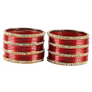 MAYA FASHION Red Stone Brass Bangle Elegant Extra Large Size Bangle | Perfect Fit for Plus Size banglesTrendy and Comfortable Fit for woman and girls | (Sku-ban1516)