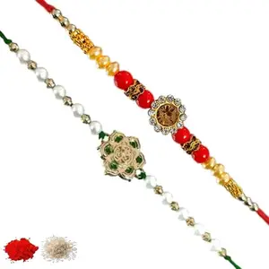 Rakhi set of 2, Rakhiya, Rakhi combo,with roli and chawal packet 319