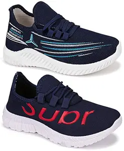 Axter Men's (9169-9291) Multicolor Casual Sports Running Shoes 9 UK (Set of 2 Pair)