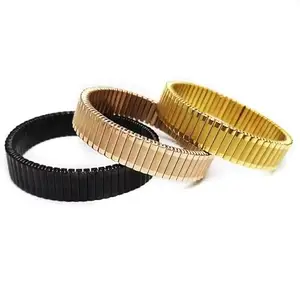 STYLE KRAFT-Jewellery STYLE KRAFT Pack of 3 Set Stackable Stretch Bracelet, Gold Black Rose Gold Block Tile Wide Wristband for Men Women, Multicolor Bracelet Bangle,Unisex Bracelet Elegant Bracelet for her/him