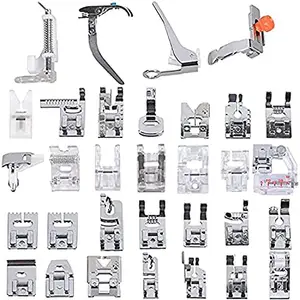 Jasol 33 Sewing Machine Presser Foot Feet Kit Fit for Usha Brother Singer Janome All Automatic Sewing Machine, Pack of 1, Silver