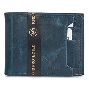 Fawnlink Men Blue Casual/Formal Genuine Leather RFID Wallet