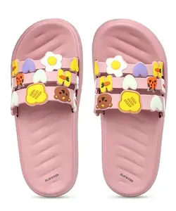 SLIPOVER Slides (Women 3 Stripes) Slippers for Women Stylish|Comfortable|Soft|Lightweight|Anti-Skid|Slides|Lab tested|Casual|EVA Slippers|Chappals|Slides|Sandals, Womens|Girls|Color: Onion|Size: 8