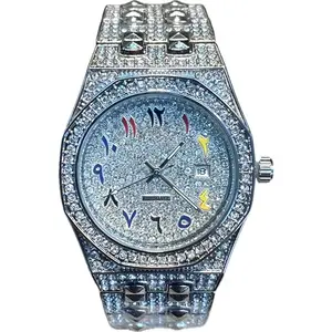 safisha Luxury Men's Crystal Watch Fashion Bling Iced Out Diamond Watch for Men