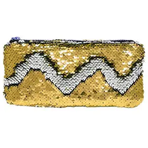 Prime Glitter Handbags and Purses, Makeup Pouches for Women Stylish Pack of 1 (Golden)