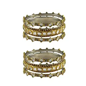 MAYA FASHION Golden stone Brass Bangle Elegant Extra Large Size Bangle | Perfect Fit for Plus Size banglesTrendy and Comfortable Fit for woman and girls | (Sku-ban3954)