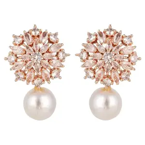 ZaffreCollections AD Rose Gold Tops Earrings for Girls and Women (Rose Gold)