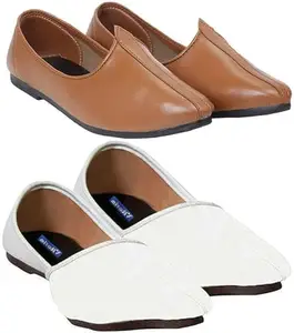 Vitoria Jutis for Men | Shoes for Men with PU Sole | Comfortable & Lightweight |Durable & Trendy Design | Color : White-Tan | Size : 7, VTR_6001Wht_3001Tan_7