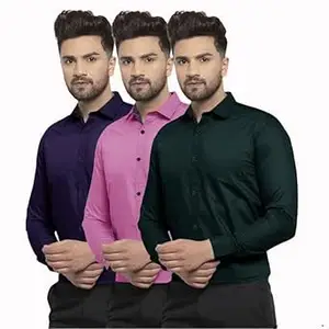 Pinkmint Men's Solid Shirt | Soft Cotton Blend | Formal Shirt | Plain | Full Sleeve - Regular Fit (Available in Plus Size and Pack of 3)