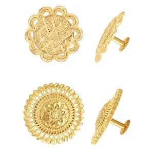 Vivastri Golden Brass Studs Earrings For Women[VFJ1310-1311ERG]