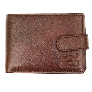 Maskino Upper Button NDM Genuine Leather Wallet Brown