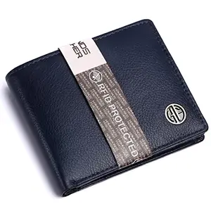 HAMMONDS FLYCATCHER Men's Wallet - Genuine Leather Bifold Money Wallet with RFID Protection - Blue Wallet for Men - 5 Card Slots, 2 ID Slots, Coin Pocket - Premium Men's Leather Purse