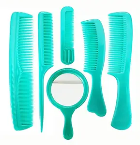 Fully Combo Set Of 6 Pcs Hair Combs With Mirror For Men And Women Hair Comb Blue Color 30 Gram Pack Of 1