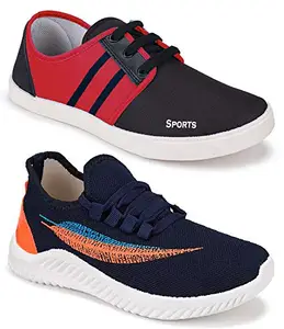 Shoefly Men's (9288-5012) Multicolor Casual Sports Running Shoes 6 UK (Set of 2 Pair)