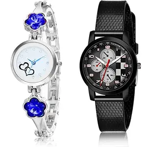 NEUTRON Luxury Analog White and Black Color Dial Women Watch - G433-(15-L-10) (Pack of 2)