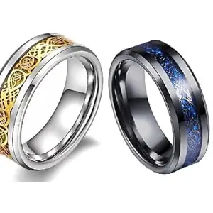 KRYSTALZ Black Tungsten Carbide Silvering Celtic Dragon Red & Gold Carbon Fibre Wedding Band Ring for Men (17)