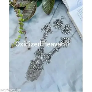 Jewellery Adda Oxidised Round Chain Pendant Long Necklace For Girls and women's Design_13