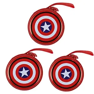 Stealodeal Captain America Aluminium Dual Zipper Coin & Earphone Case (Pack of 3)