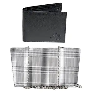 Leather Junction Combo Set Black Men's Wallet White Women's Wallet Faux Leather (214060133830)
