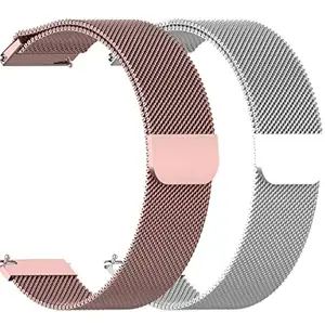 AONES Pack of 2 Magnetic Loop Watch Strap Compatible for Skagen Connected SKT1104 Watch Strap Rose Gold, Silver