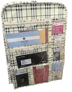 Travel Document Organiser, Passport and Card Holder, Plaid Pattern, Multi-Pocket Design