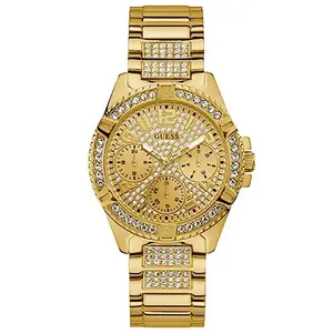 Guess Analog Champagne Dial Gold Band Women's Stainless Steel Watch-W1156L2