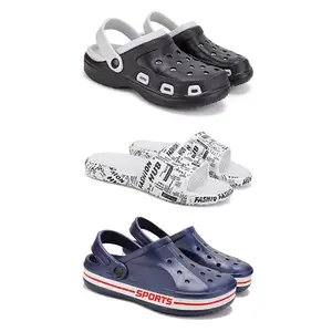 DRACKFOOT Lightweight Classic Clogs || Sandals with Slider for Men-Combo(3)-3018-3104-3069-8 Blue