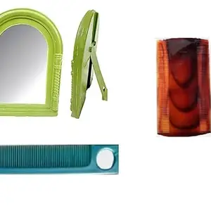 advancedestore Plastic Medium Size Mirror, Fine Tooth Dust Lice Clean Remove, Multicolor pocket Hair Combs (mirror+lice clean+pocket comb) mfn
