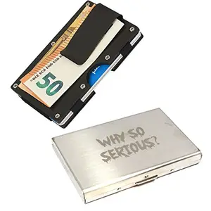Stealodeal Black Metal Wallet Money Clip with Silver Why So Serious Card Holder