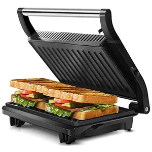 Panini Press Grill, Sandwich Maker with Non-Stick Plates, Opens 180 Degrees for Any Size, Indicator Lights, Electric Indoor Grill price in India.