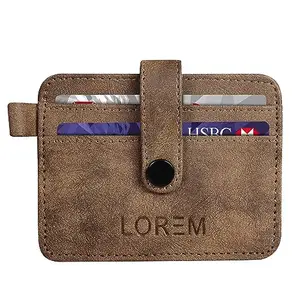 LOREM Brown Mini Wallet for ID, Credit-Debit Card Holder & Currency with Push Button for Men & Women WL618