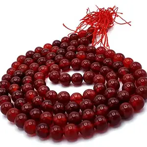 Zoya Gems & Jewellery 8MM Red Onyx Necklace - Gemstone Mala Necklace | Japa Mala Gemstone Prayer Beads | Healing Stone Yoga Necklace-Meditation Spiritual Prayer Energy Necklace For Gift