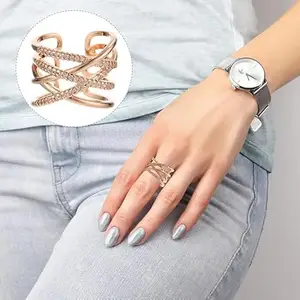 SV Stylish Simply Gorgeous Criss-Cross Beautiful Zircon Adjustable Ring For Women & Girls