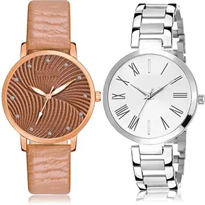 NEUTRON Tread Analog Brown and Silver Color Dial Women Watch - GM383-G300 (Pack of 2)